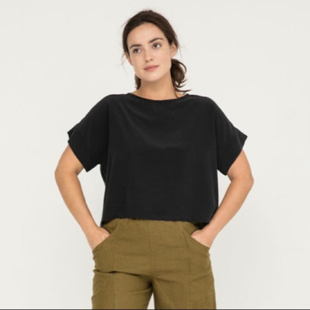 ISO Elizabeth Suzann Georgia Tee in Black Silk Crepe